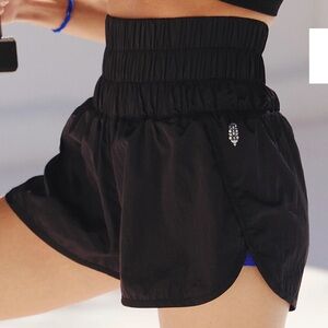 Free People Black The Way Home Athletic Shorts with Ruched Waistband